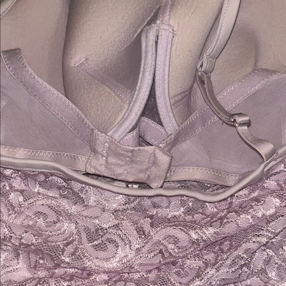 Lilac Purple Light Pink Lace Floral Cami Tank Sheer Top built in bra lingerie - Picture 5 of 8